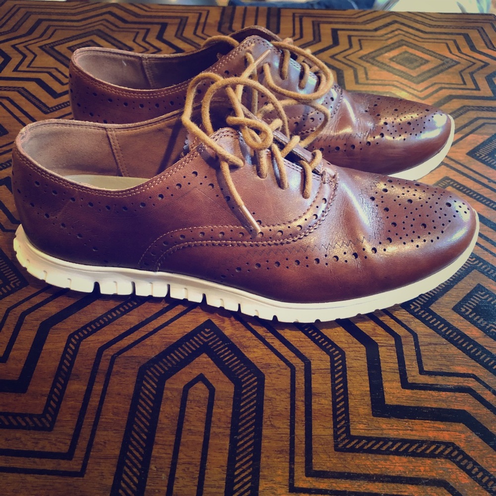 Cole Haan Tan Perforated Loafers